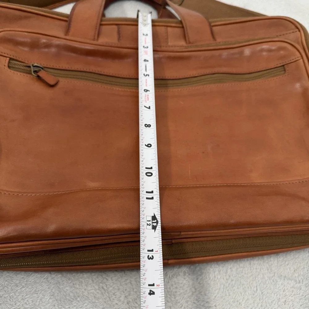 Vintage Hartmann Full Grain Leather Briefcase Laptop Bag Tan Cognac Expandable